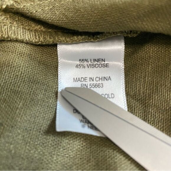 Nicole Miller 100% Linen V-Neck Button with Pockets Romper Green size Large - Picture 8 of 10